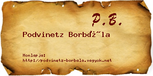 Podvinetz Borbála névjegykártya